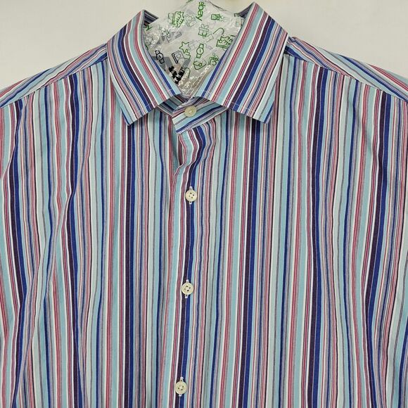 Vintage Polo Ralph Lauren Shirt Mens Sz 17.5 32 33 Striped Regent Custom Fit - Picture 2 of 11